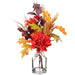 14" Gerbera Daisy, Berry & Pinecone Silk Flower Arrangement w/Glass Vase -Fall (Pack of 12) - LFD730-FA