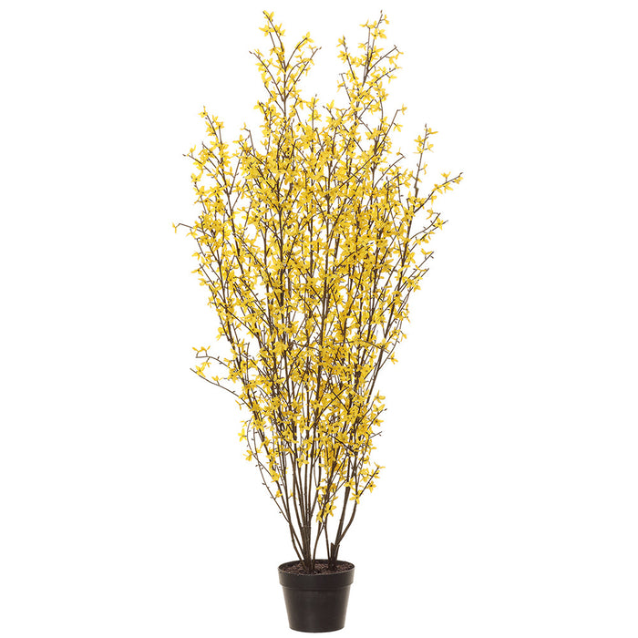 4'6" Forsythia Blossom Silk Flower Tree w/Pot -Yellow - LFF206-YE