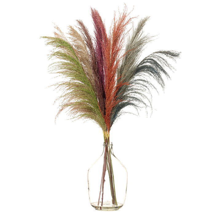 40" Reed Grass Artificial Arrangement w/Glass Vase - Mixed Colors - LFG061-MX