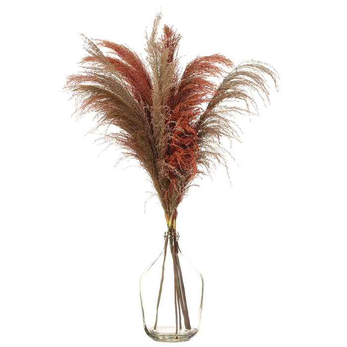 40" Reed Grass Artificial Arrangement w/Glass Vase - Orange/Blush - LFG061-OR/BS