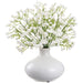 9" Gypsophilia Baby's Breath Artificial Flower Arrangement w/Ceramic Vase -White (Pack of 2) - LFG100-WH