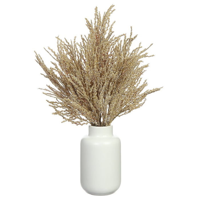17" Plume Grass Artificial Arrangement w/Ceramic Vase -Beige/Brown (Pack of 6) - LFG242-BE/BR