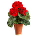 13.5" Outdoor Water Resistant Artificial Geranium Flower Arrangement w/Ceramic Pot -Red (pack of 4) - LFG408-RE