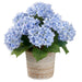 16" Hydrangea Silk Flower Arrangement w/Terra Cotta Pot -Blue/Delphinium (pack of 4) - LFH038-BL/DL