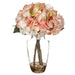 13.5" Silk Hydrangea Flower Arrangement w/Glass Vase -Coral/Cream (pack of 4) - LFH061-CO/CR