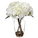 13.5" Silk Hydrangea Flower Arrangement w/Glass Vase -Cream/White (pack of 4) - LFH061-CR/WH