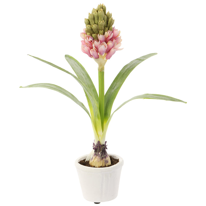 12" Silk Hyacinth With Bulb Flower Arrangement w/Magnesium Oxide Pot -Pink (pack of 6) - LFH109-PK
