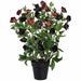 22" Helleborus Silk Flower Arrangement w/Plastic Pot -Plum - LFH124-PL