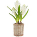 17" Hyacinth With Bulb Silk Flower Arrangement w/Basket -White (Pack of 4) - LFH207-WH