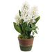 11" Hyacinth Silk Flower Arrangement w/Cement Pot -White (Pack of 6) - LFH290-WH