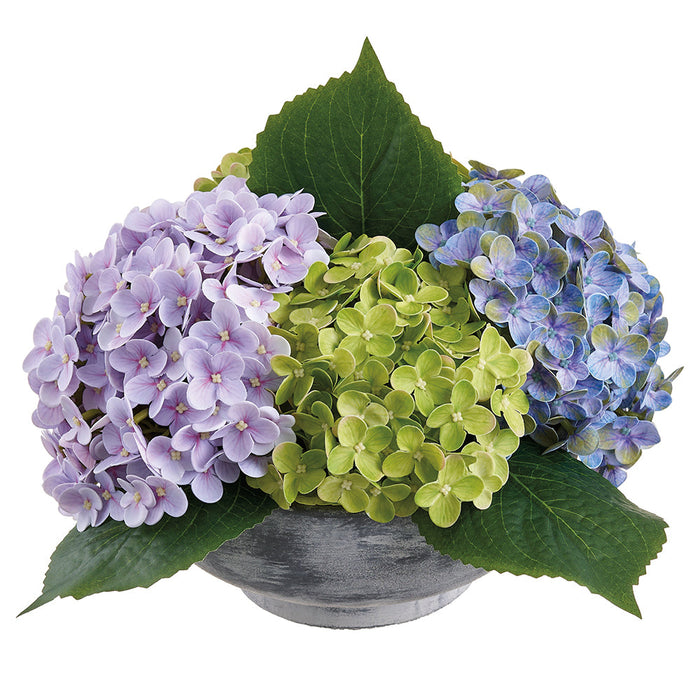 8" Large Hydrangea Silk Flower Arrangement w/Terra Cotta Pot -Mixed Colors - LFH387-MX