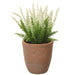 13" Heather Silk Flower Arrangement w/Clay Pot -White/Green (pack of 4) - LFH505-WH/GR