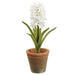 16" Hyacinth Silk Flower Arrangement w/Clay Pot -White (Pack of 4) - LFH578-WH