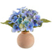 7" Real Touch Hydrangea Silk Flower Arrangement w/Terra Cotta Vase -Blue (Pack of 9) - LFH738-BL/GR