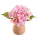 7" Real Touch Hydrangea Silk Flower Arrangement w/Terra Cotta Vase -Pink (Pack of 9) - LFH738-PK/GR
