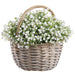 11" Gypsophilia Baby's Breath Artificial Flower Arrangement w/Basket -White (Pack of 4) - LFL006-WH