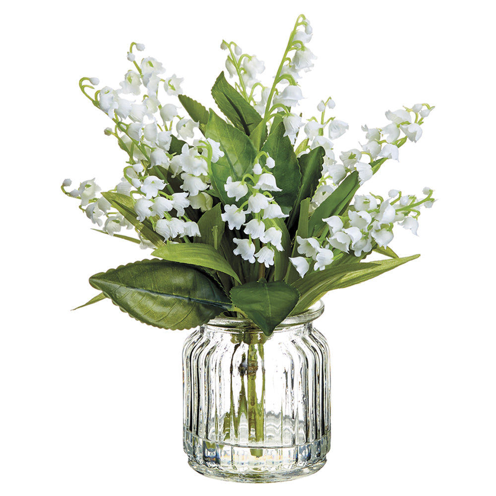flower lily of the valley 9" Lily Of The Valley Silk Flower Arrangement -White — Silks Are Forever