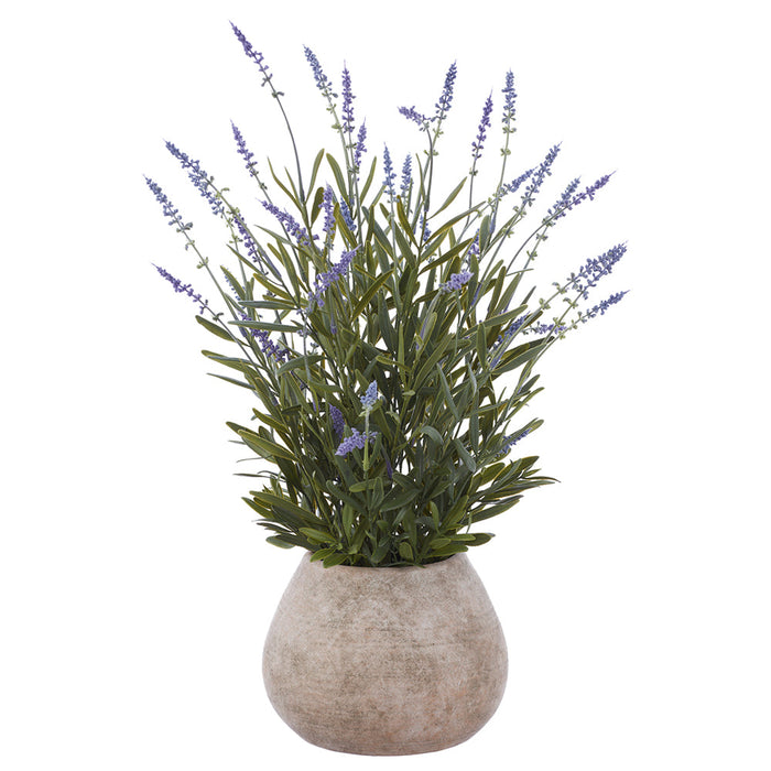 24" Lavender Silk Flower Arrangement w/Cement Pot -Lavender/Purple (Pack of 2) - LFL014-LV/PU
