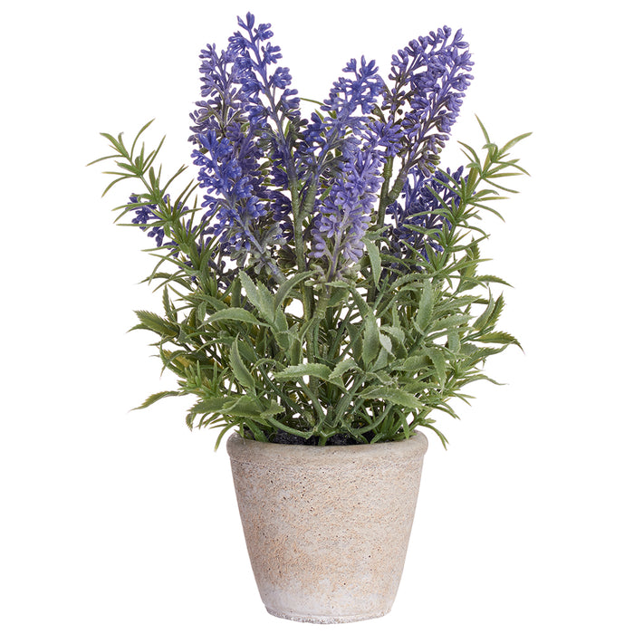 8.5" Silk Lavender Flower Arrangement w/Cement Pot -Lavender/Purple (pack of 6) - LFL113-LV/PU