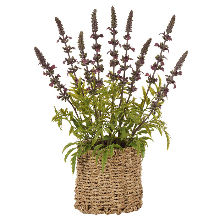 14" Lavender Artificial Flower Arrangement w/Basket -Purple (pack of 4) - LFL312-PU