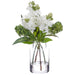 12" Lilac Silk Flower Arrangement w/Glass Vase -White - LFL321-WH