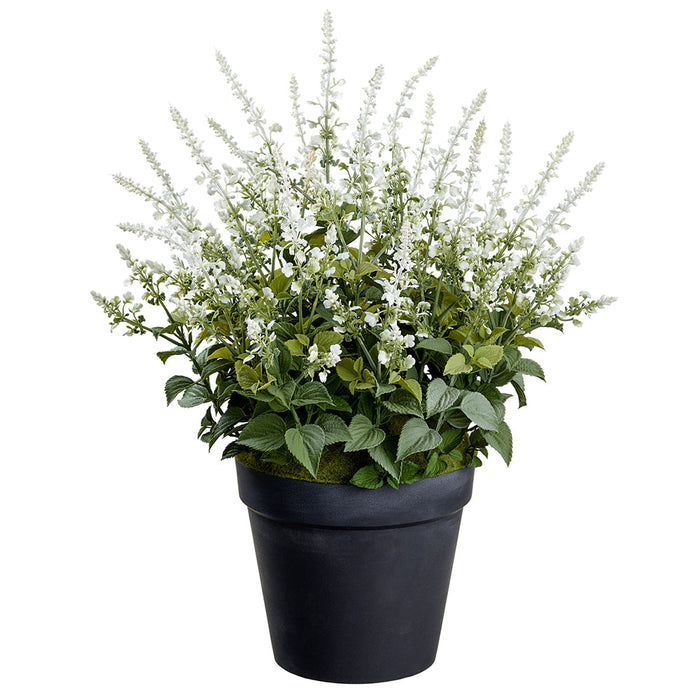 30" Lavender Silk Flower Arrangement w/Plastic Pot -White - LFL476-WH