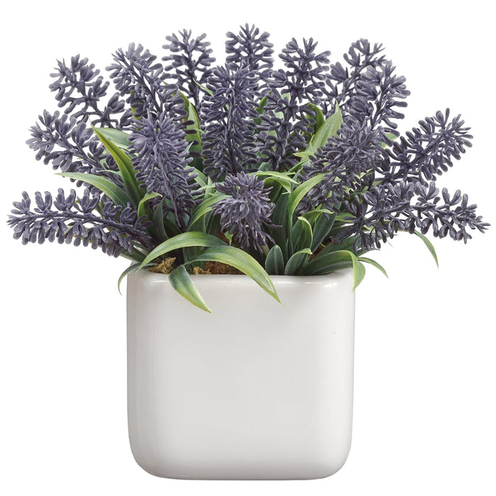 6.5" Lavender Artificial Flower Arrangement w/Ceramic Vase -Purple/Lavender (pack of 6) - LFL743-PU/LV