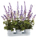 18" Lavender Silk Flower Arrangement w/Tin Pots & Tray -2 Tone Purple (Pack of 2) - LFL750-PU/TT