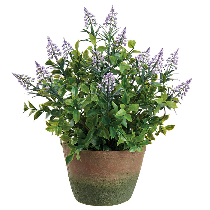 15" Muscari Silk Flower Arrangement w/Cement Pot -Lavender/Purple - LFM190-LV/PU