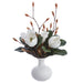 20" Magnolia Silk Flower Arrangement w/Ceramic Vase -White (Pack of 4) - LFM220-WH