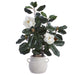 36" Magnolia Silk Flower Arrangement w/Terra Cotta Vase -White - LFM223-WH