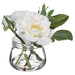 4" Silk Runanculus & Rose Flower Arrangement w/Glass Vase -White (pack of 12) - LFM581-WH