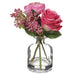 8.5" Silk Ranunculus & Rose Flower Arrangement w/Glass Vase -2 Tone Pink (pack of 6) - LFM583-PK/TT