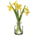 12" Silk Narcissus Daffodil Flower Arrangement w/Glass Vase -Yellow (pack of 6) - LFN782-YE