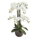 33.5" Silk Phalaenopsis Orchid Flower Arrangement w/Terra Cotta Pot -White - LFO008-WH