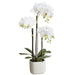 25" Silk Phalaenopsis Orchid Flower Arrangement w/Terra Cotta Pot -White (pack of 4) - LFO024-WH