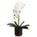 20" Faux Phalaenopsis Orchid Flower Arrangement w/Ceramic Pot -White (pack of 4) - LFO107-WH