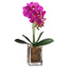 17" Silk Mini Phalaenopsis Orchid Flower Arrangement w/Glass Vase -Orchid (pack of 2) - LFO163-OC