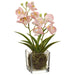 11" Silk Phalaenopsis Orchid Flower Arrangement w/Glass Vase -Blush (pack of 12) - LFO267-BS