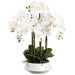 25" Phalaenopsis Orchid Silk Flower Arrangement w/Ceramic Vase -White - LFO280-WH