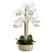 25" Silk Phalaenopsis Orchid Flower Arrangement w/Cement Pot -White (pack of 2) - LFO425-WH