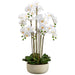 39" Silk Phalaenopsis Orchid Flower Arrangement w/Cement Pot -White - LFO436-WH