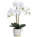 23" Phalaenopsis Orchid Silk Flower Arrangement w/Ceramic Vase -White (Pack of 4) - LFO443-WH