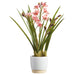 22.5" Cymbidium Orchid Silk Flower Arrangement w/Ceramic Vase -Pink (Pack of 3) - LFO444-PK