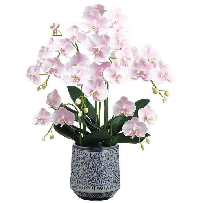 28" Phalaenopsis Orchid Silk Flower Arrangement w/Ceramic Vase -Soft Pink - LFO480-PK/SO