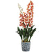 40" Silk Grammatophyllum Orchid Flower Arrangement w/Ceramic Vase -Burgundy - LFO630-BU