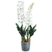 40" Silk Grammatophylum Orchid Flower Arrangement w/Ceramic Vase -White - LFO630-WH