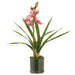18" Cymbidium Orchid Artificial Flower Arrangement w/Clear Plastic Pot -Peach/Pink (Pack of 4) - LFO680-PE/PK