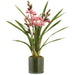 25.5" Cymbidium Orchid Artificial Flower Arrangement w/Clear Plastic Pot -Peach/Pink (Pack of 2) - LFO682-PE/PK