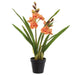 21" Cymbidium Orchid Silk Flower Arrangement w/Plastic Pot -Orange (Pack of 3) - LFO690-OR